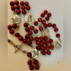 ROSARY Catholic Crucifix Jesus Mary Religious Necklace Beads Silver NWOT